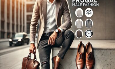 A stylish man showcasing frugalmalefashion with a classic outfit on a budget.