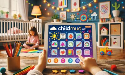 A colorful depiction of childmud.net showcasing interactive tools and activities for kids in a vibrant digital interface.