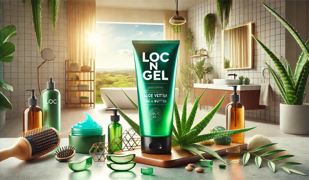 Loc n Gel product with vibrant packaging, symbolizing hair care, styling, and natural texture enhancement.