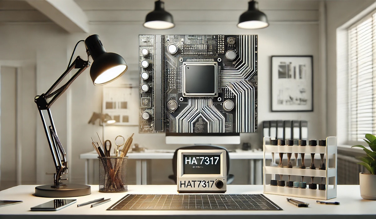 Hat7317 device showcased with its features and a minimalistic background