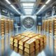 A secure bullion floor storing gold and silver bullion bars.