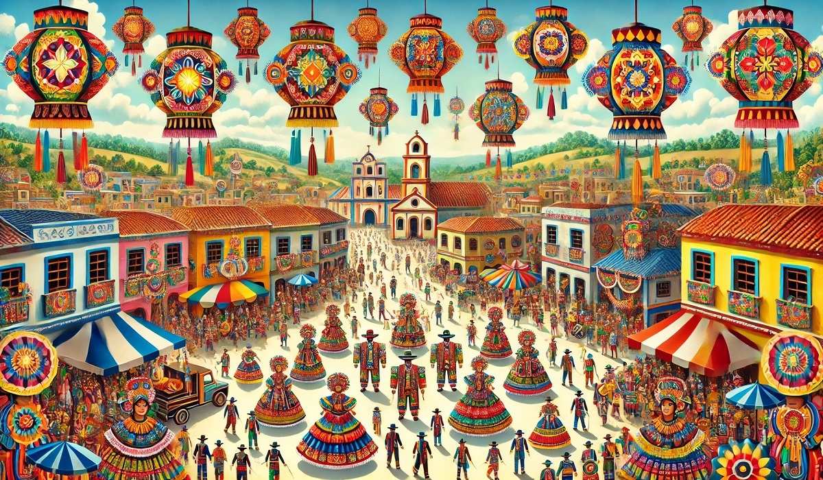 A vibrant representation of ciulioneros cultural heritage and traditions in a festive setting