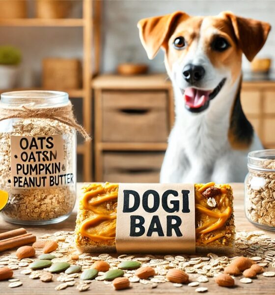 A nutritious dogi bar with healthy ingredients for pets.