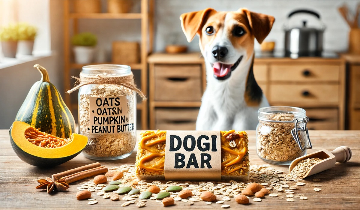 A nutritious dogi bar with healthy ingredients for pets.