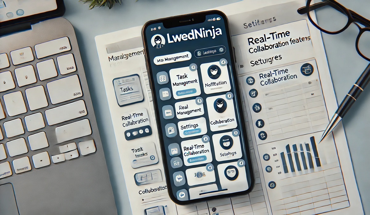 lwedninja app interface on a mobile screen with a modern, user-friendly design.