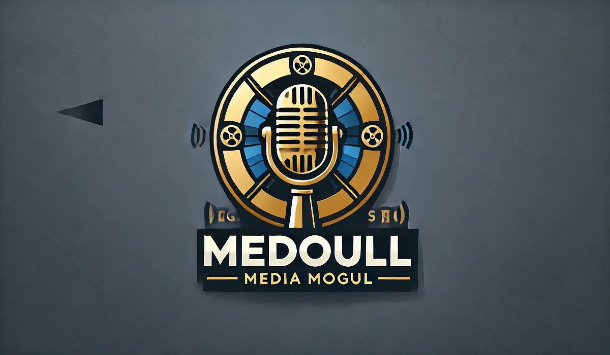 Professional design of a media mogul logo representing creativity and authority in media branding.