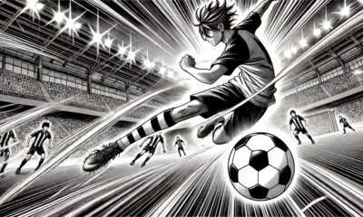 A dynamic action scene from read blue lock manga featuring intense soccer gameplay.