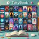 An illustration of Tokybook, a vibrant audiobook platform interface showcasing categories and features.