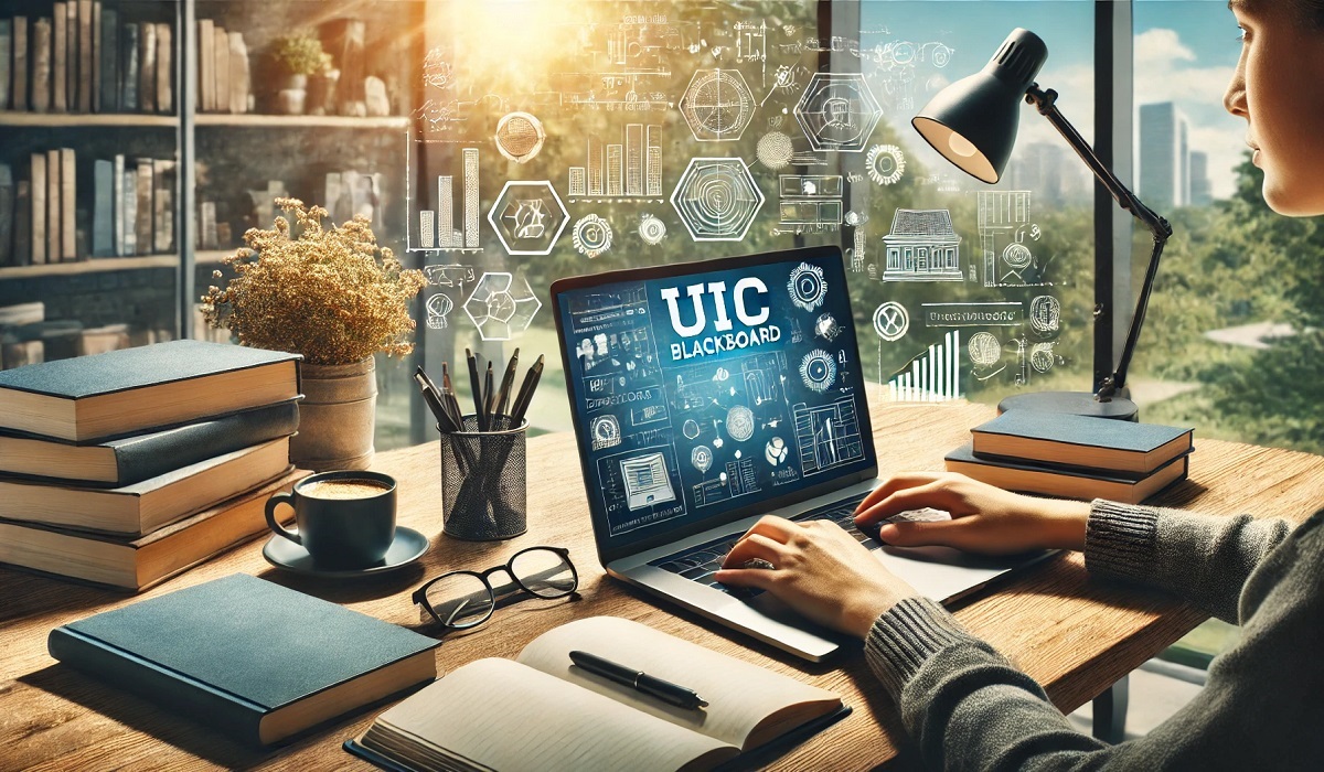 A detailed representation of the UIC Blackboard e-learning platform in use at a university.