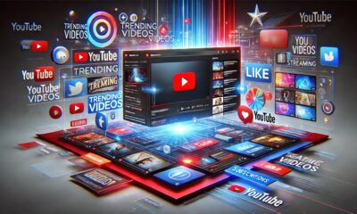 A creative depiction of youtube interface with trending videos and a seamless user-friendly design.