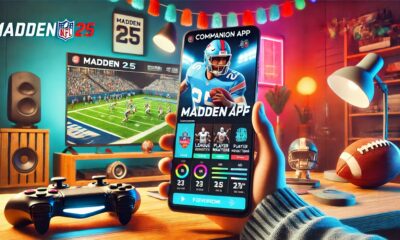 Madden 25 Companion app interface with league stats and updates