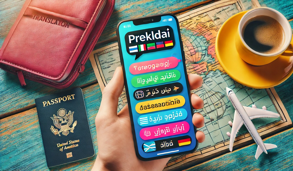 Prekldač interface showing real-time language translation